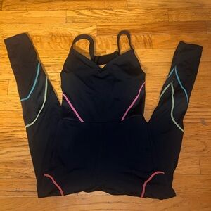Zumba Fitness Black Jumpsuit with Pink and Green Highlights